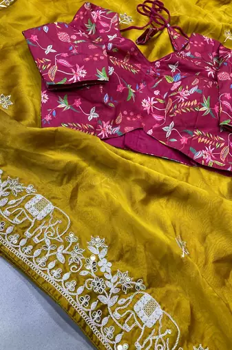 Party Wear Soft Rangoli Art silk with Embroidery saree