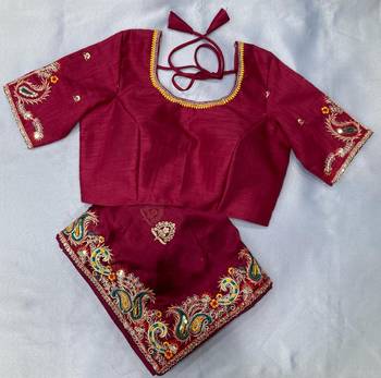 Magenta party wear Rangoli art silk saree 1