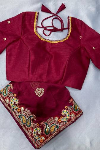 Magenta party wear Rangoli art silk saree
