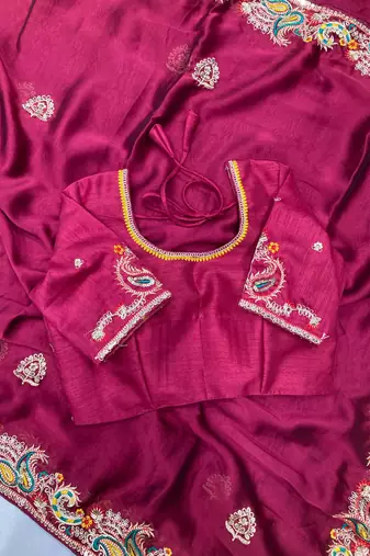 Magenta party wear Rangoli art silk saree