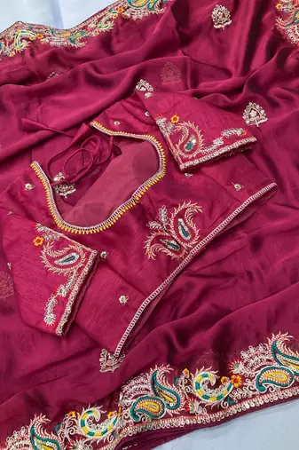 Magenta party wear Rangoli art silk saree