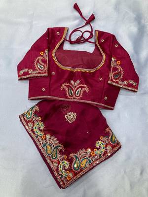 Magenta party wear Rangoli art silk saree 6