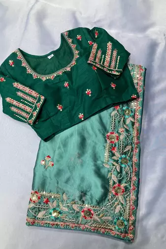 Sky party Wear Rangoli Art Silk Saree