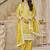 Organza gold crush sequins mustard designer salwar kameez