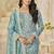 Organza gold crush sequins firozi designer salwar kameez