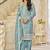 Organza gold crush sequins firozi designer salwar kameez