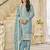 Organza gold crush sequins firozi designer salwar kameez
