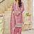 Organza gold crush sequins rose pink designer salwar kameez