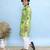 Green printed cotton kurta pyjama