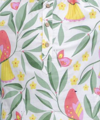 White printed cotton kurta pyjama 3