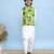 White printed cotton nehru jacket set