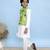 White printed cotton nehru jacket set