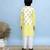 Yellow printed cotton nehru jacket set