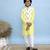 Yellow printed cotton nehru jacket set