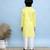 Yellow printed cotton nehru jacket set