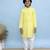 Yellow printed cotton nehru jacket set