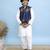White printed cotton nehru jacket set