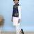 White printed cotton nehru jacket set