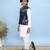 White printed cotton nehru jacket set
