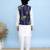 White printed cotton nehru jacket set