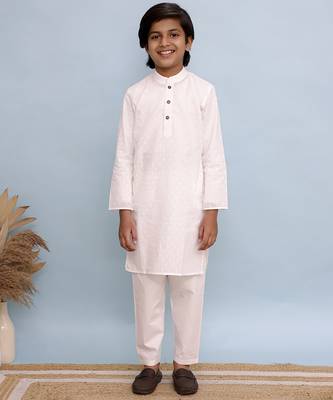 White printed cotton nehru jacket set 4