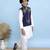 White printed cotton nehru jacket set