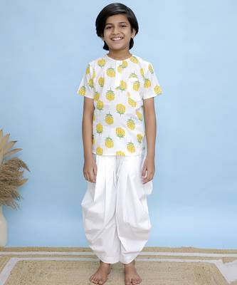 White printed cotton kurta 1