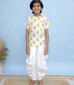 White printed cotton kurta