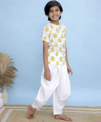 White printed cotton kurta 3