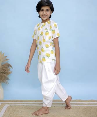White printed cotton kurta 4