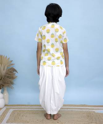White printed cotton kurta 5