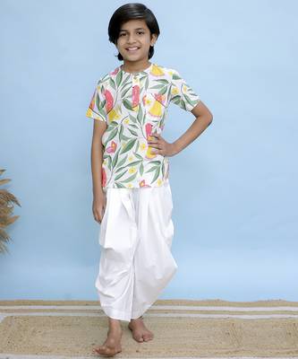 White printed cotton kurta 1