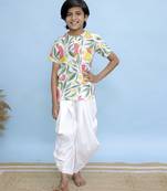White printed cotton kurta