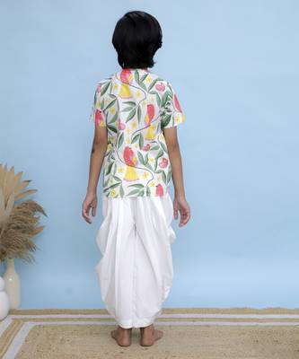 White printed cotton kurta 3