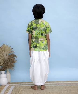 Green printed cotton kurta 3