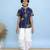 Navy blue printed cotton kurta