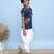 Navy blue printed cotton kurta