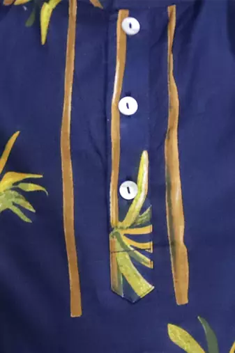 Navy blue printed cotton kurta pyjama
