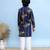 Navy blue printed cotton kurta pyjama