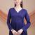 Navy blue anarkali kurta set with heavy embroidered hem & solid dupatta