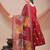 Elegant maroon flared kurta set with printed dupatta for women
