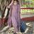 Elegant purple cotton slub kurta set with printed dupatta