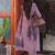 Elegant purple cotton slub kurta set with printed dupatta