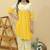 Yellow embroidered cotton kurta set