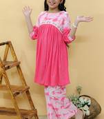 Pink embroidered cotton kurta set