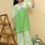 Green embroidered cotton kurta set