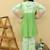 Green embroidered cotton kurta set