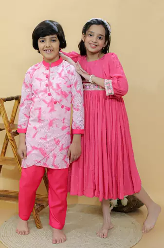Pink plain georgette dress