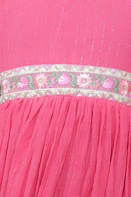Pink plain georgette dress 5