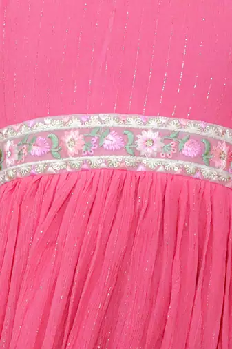 Pink plain georgette dress